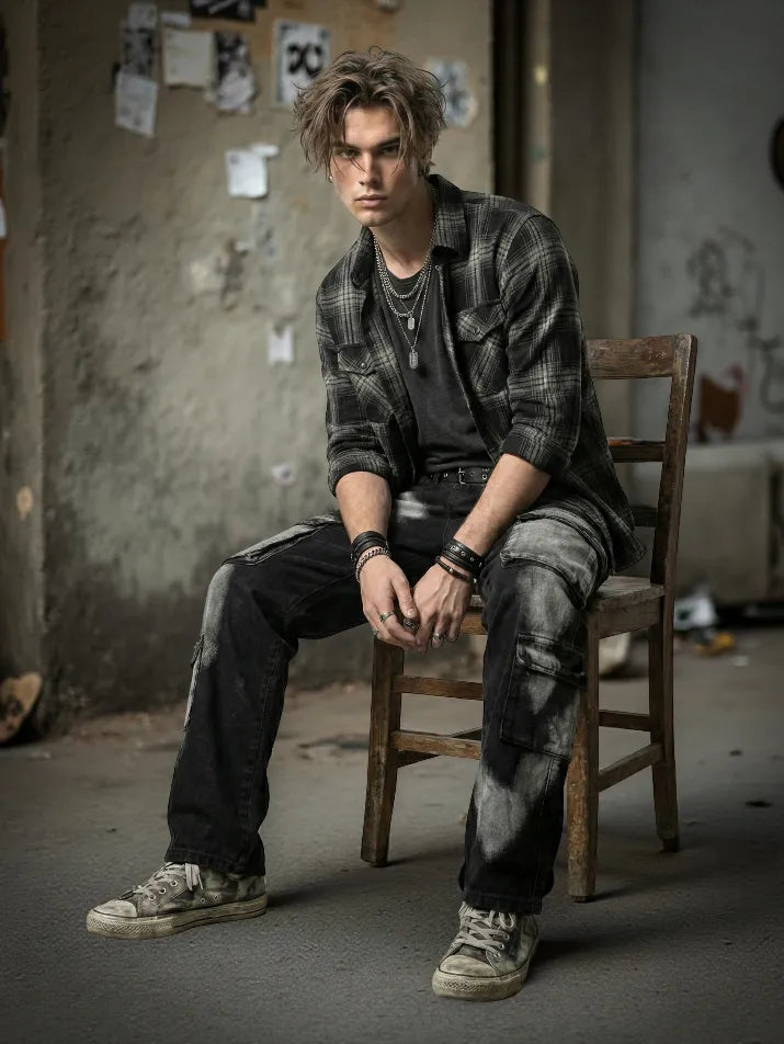 Tie-Dye Cargo Wide-Leg Jeans