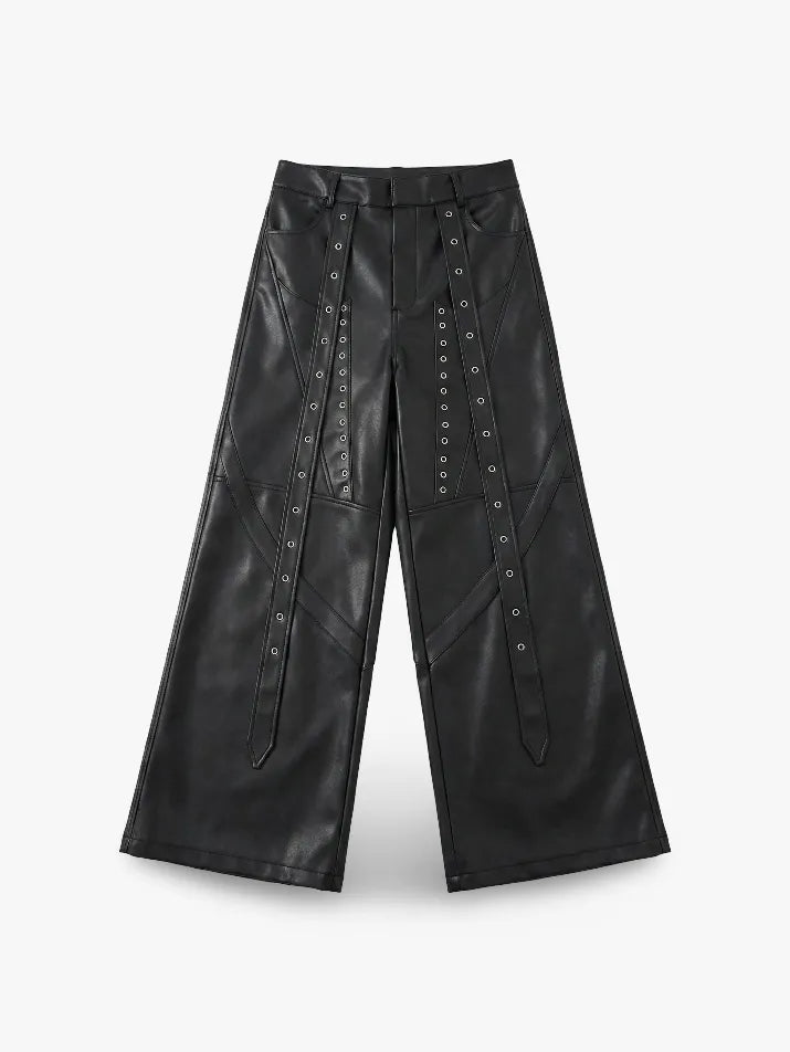 Baggy PU Leather Wide-Leg Pants