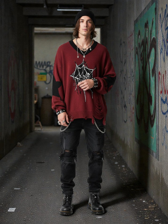 Frayed Oversize Knit Sweater
