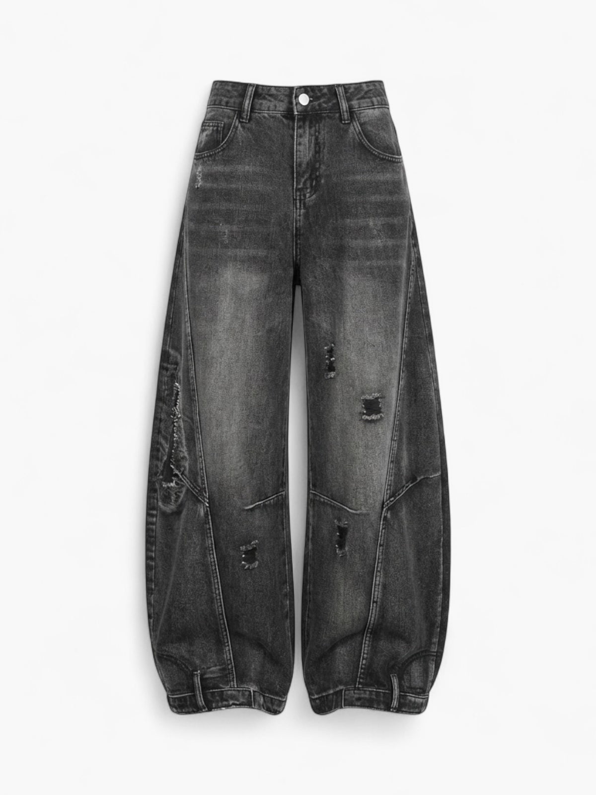 Black Wide-Leg Cargo Jeans