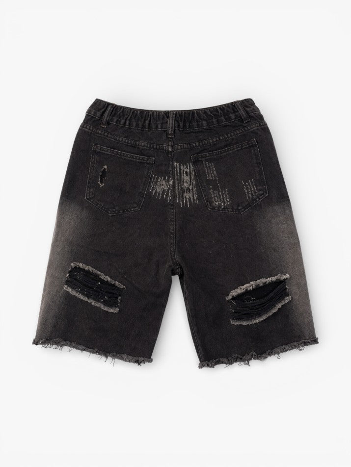 Harajuku Gradient Ripped Denim Shorts