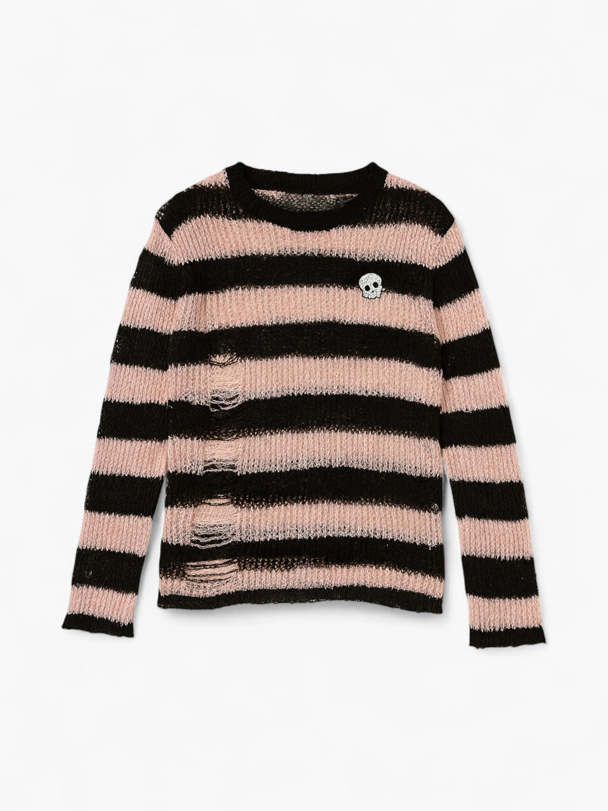 Striped Grunge Ripped Knit Sweater