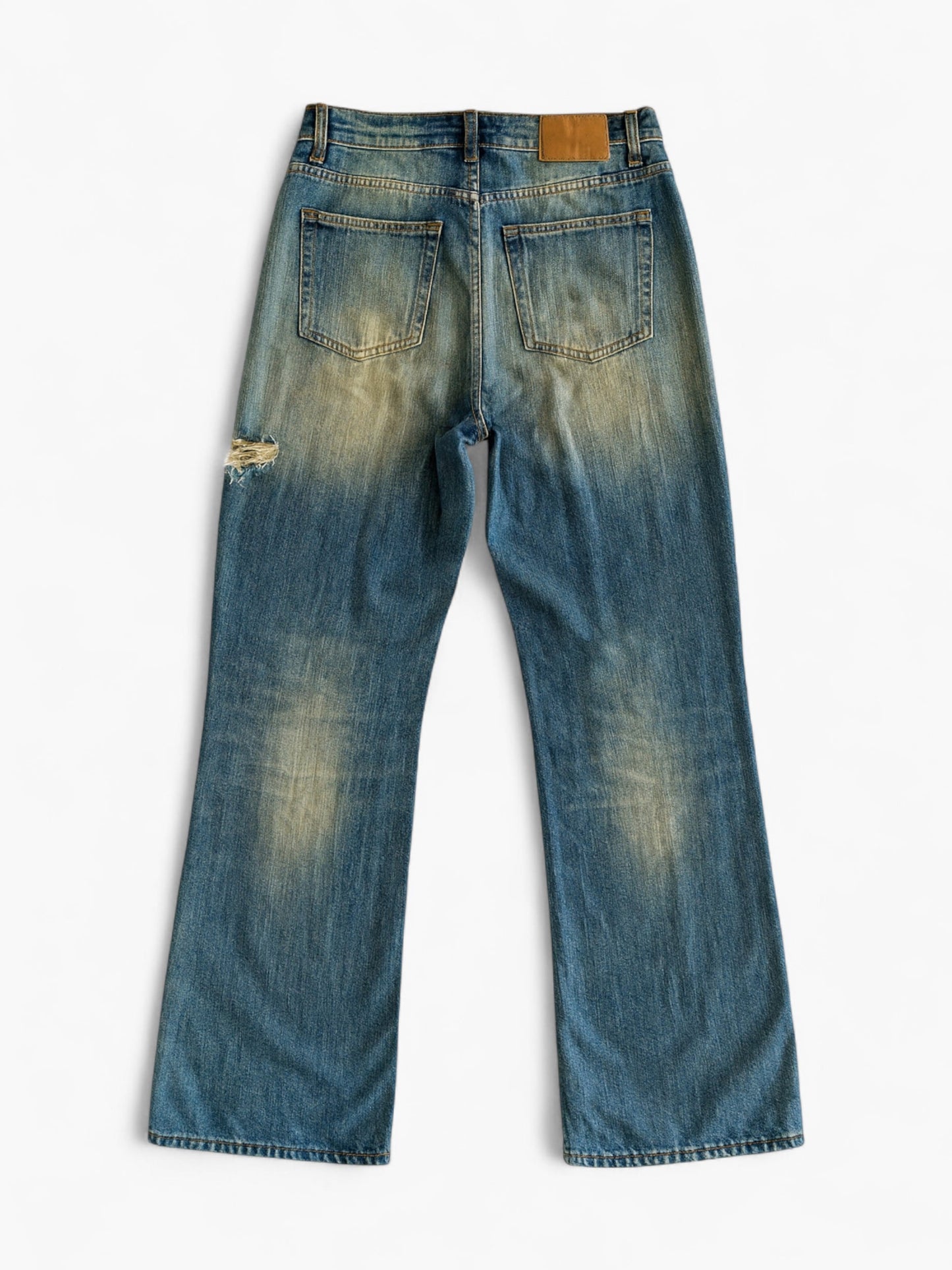 Grunge Ripped Straight-Leg Jeans