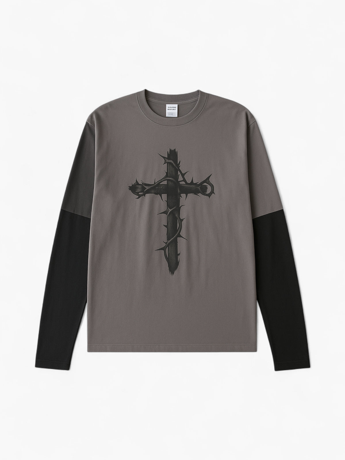 Gothic Grunge Cross Long Sleeve Layered Tee