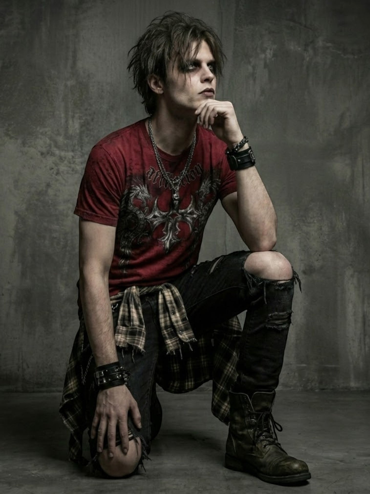 Affliction Style Red Gothic Graphic Tee