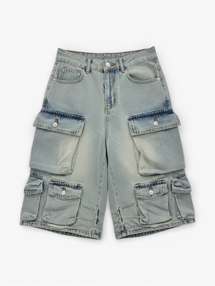 Retro Washed Loose Denim Shorts