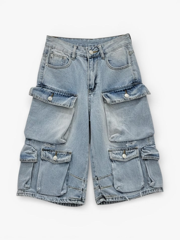 Retro Washed Loose Denim Shorts