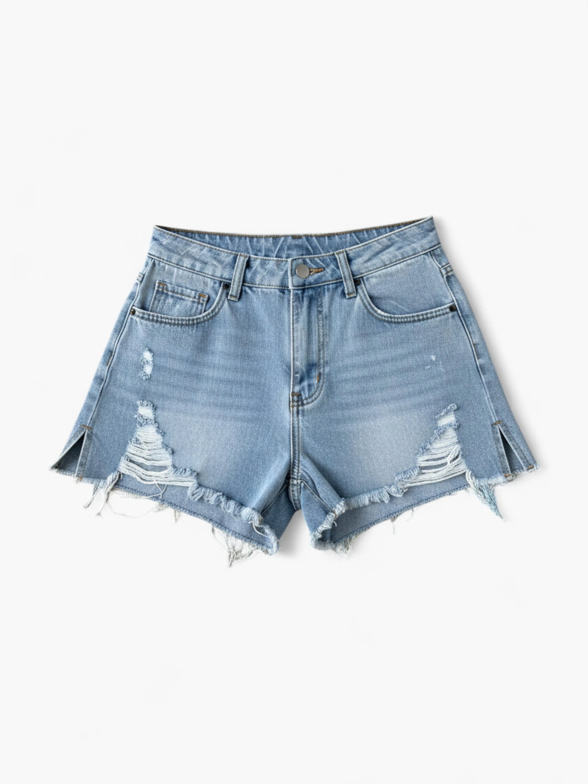 High-Waisted Grunge Denim Shorts