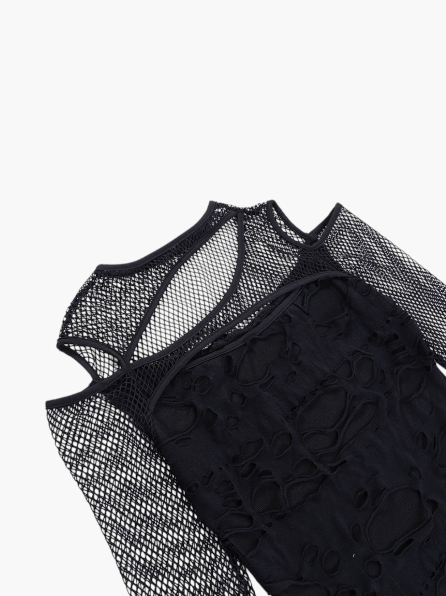 Gothic Hollow-Out Fishnet Patchwork Grunge Top