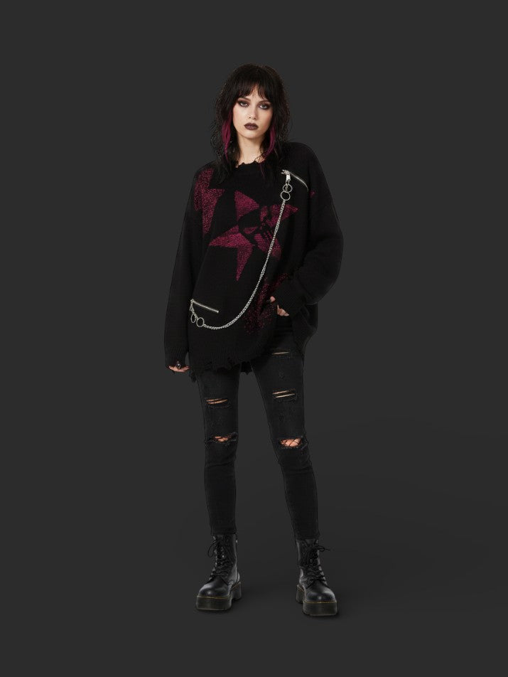 Ripped Oversize Knit Sweater