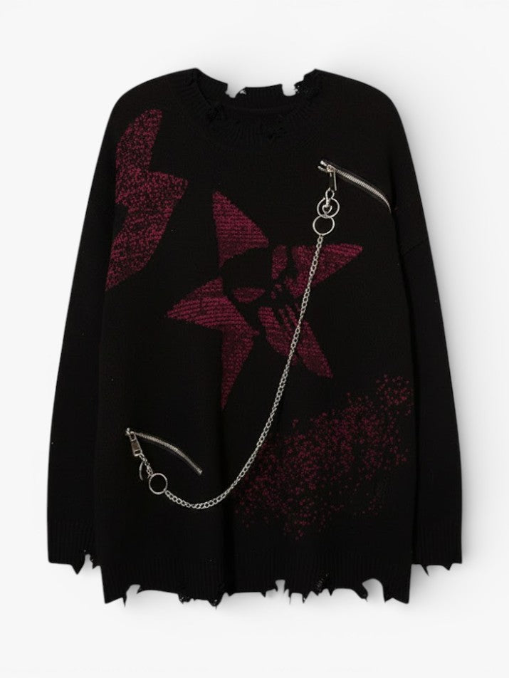 Ripped Oversize Knit Sweater