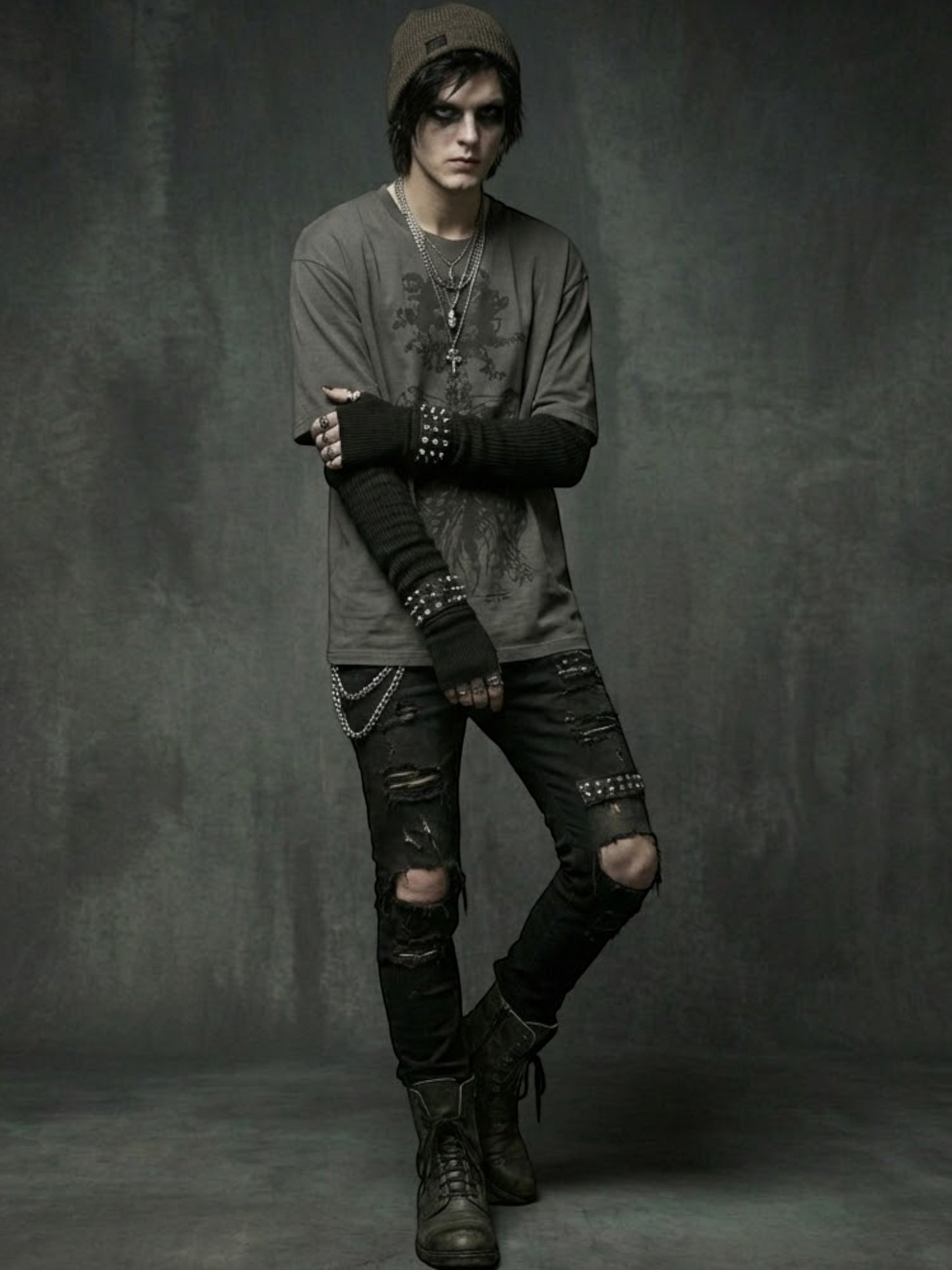 Gothic Skeleton Rose Oversized Tee