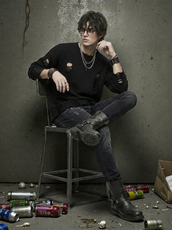 Oversized Ripped Knit Sweater