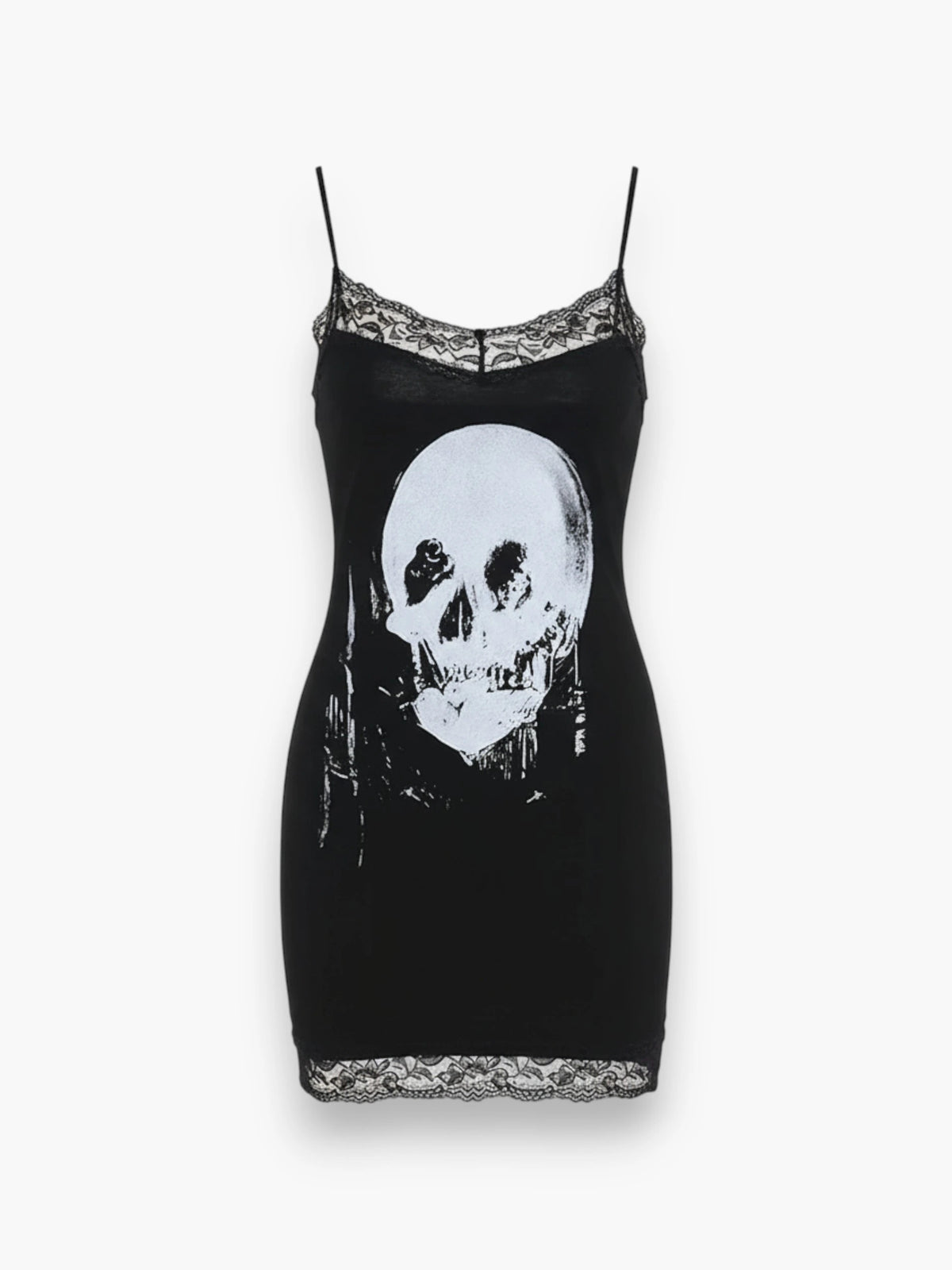 Gothic Skull Print Bodycon Mini Dress
