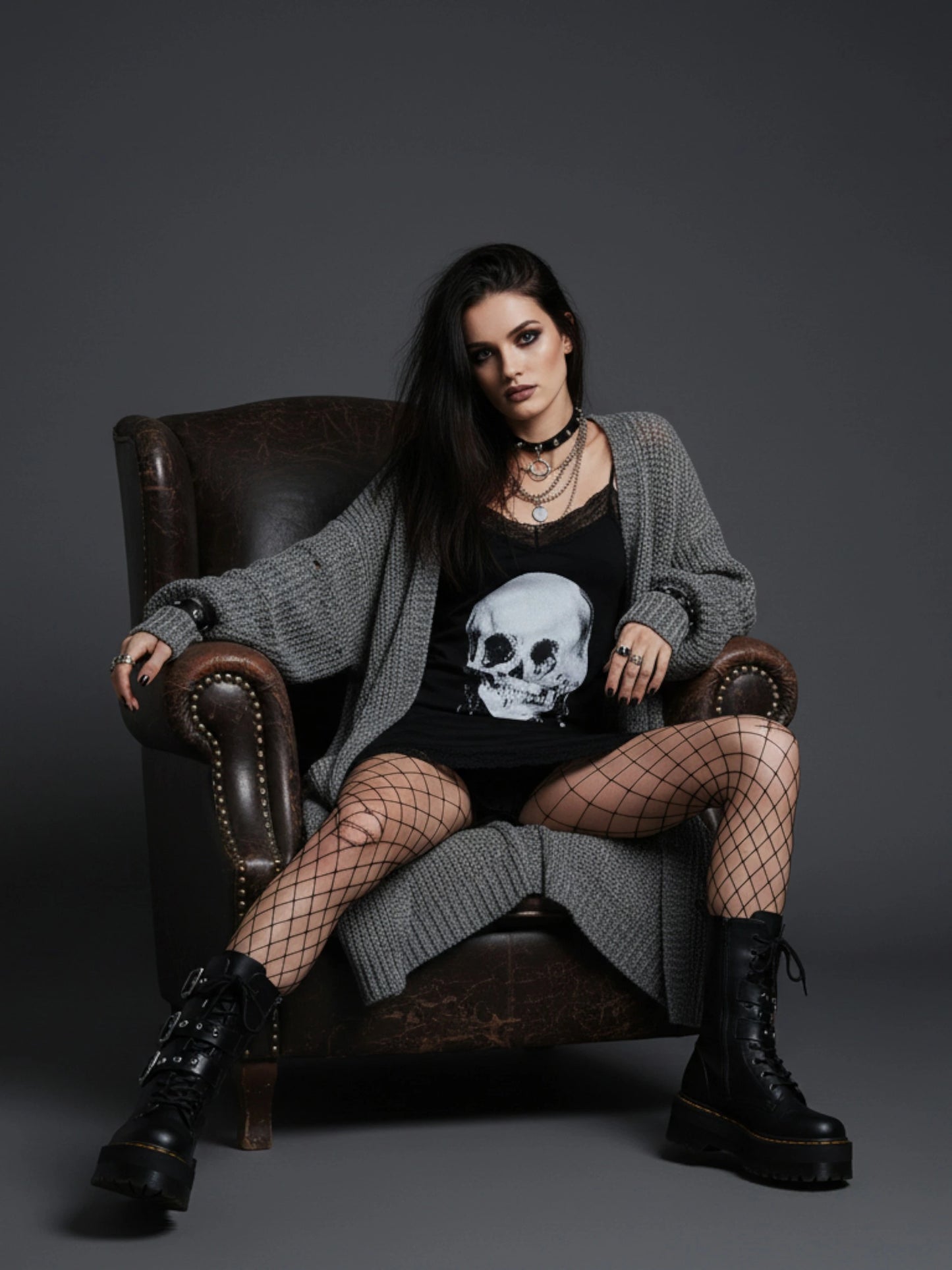 Gothic Skull Print Bodycon Mini Dress