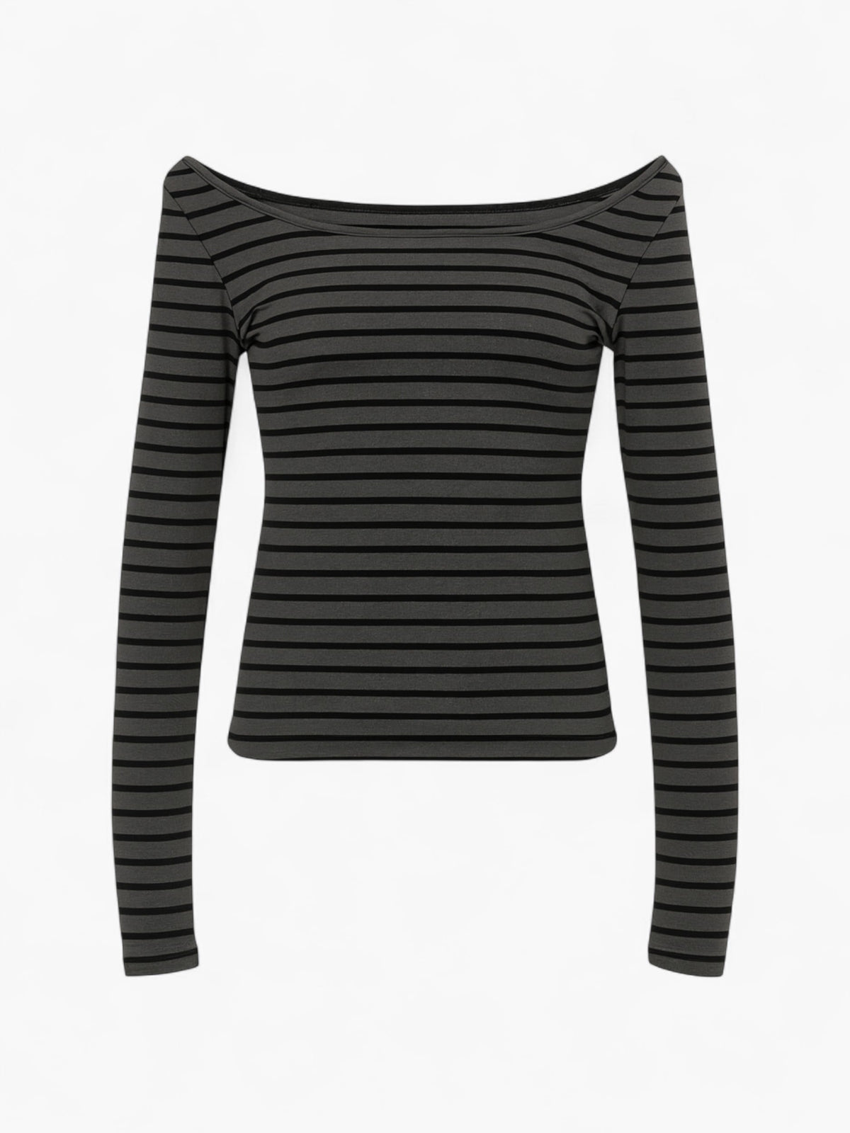 Y2K Off-Shoulder Striped Long Sleeve Top