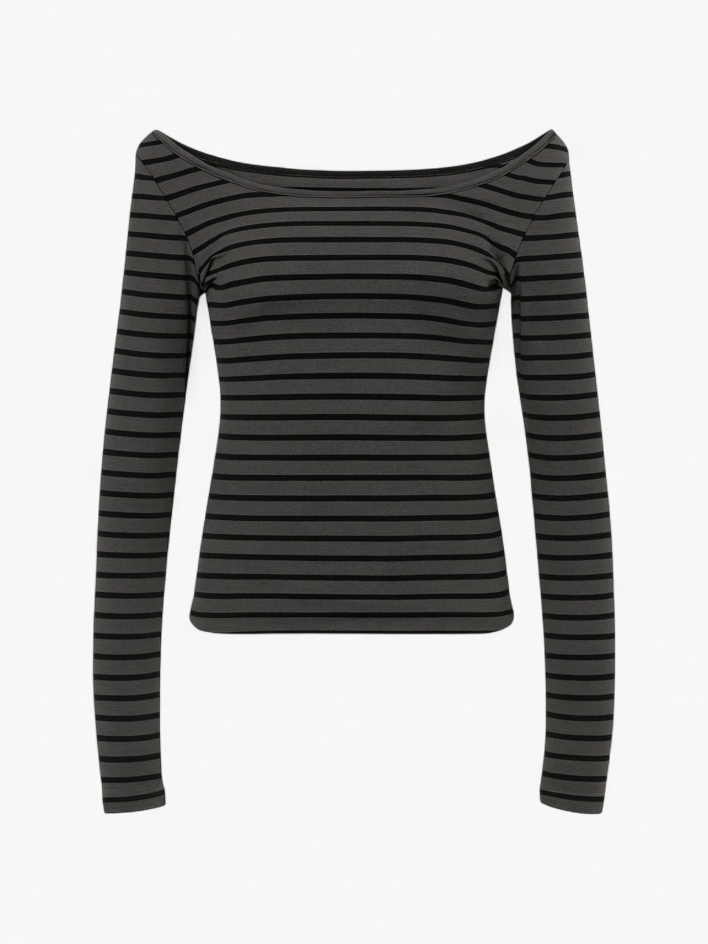 Y2K Off-Shoulder Striped Long Sleeve Top