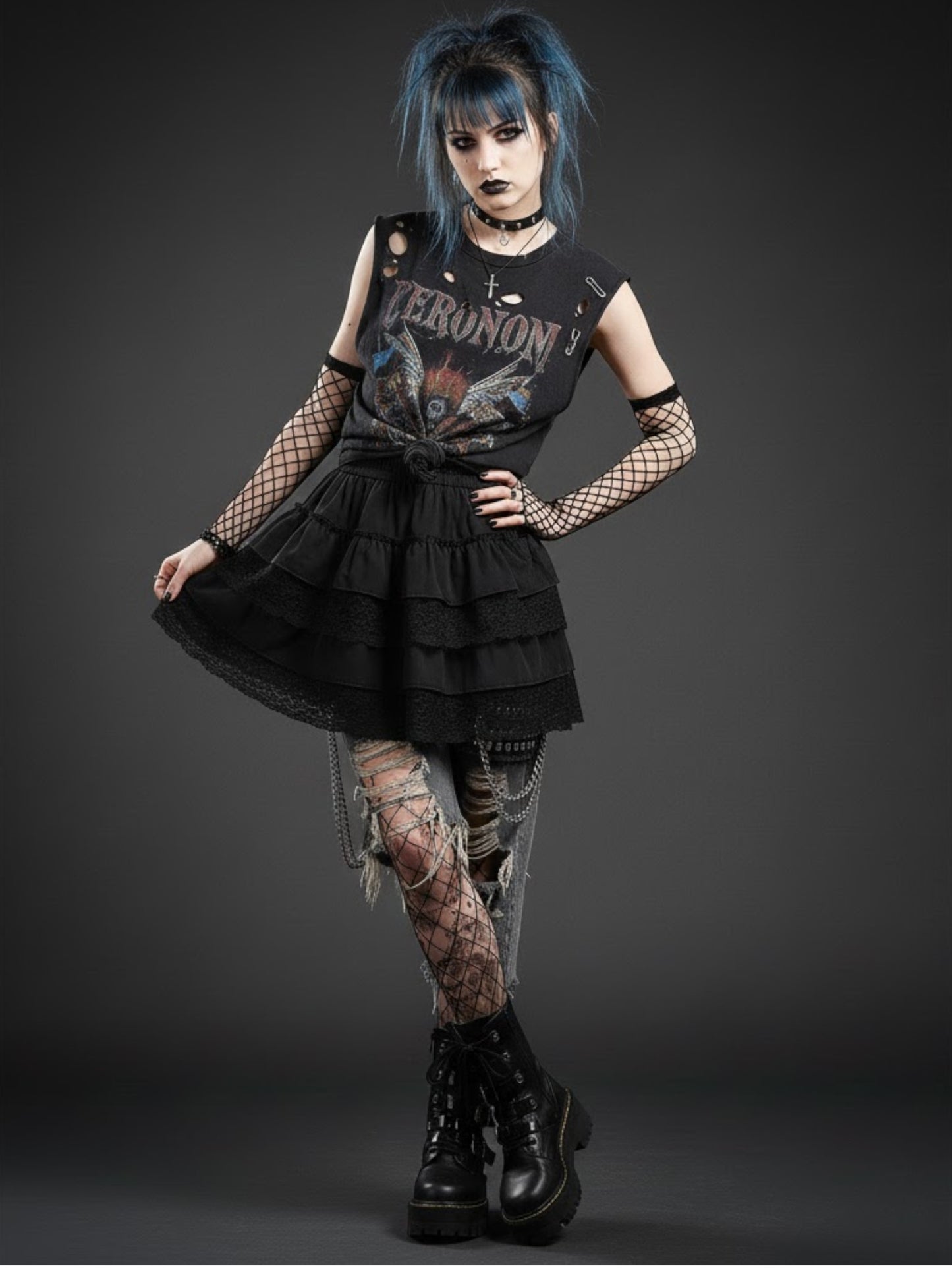 Elastic Gothic Lace Tutu Skirt