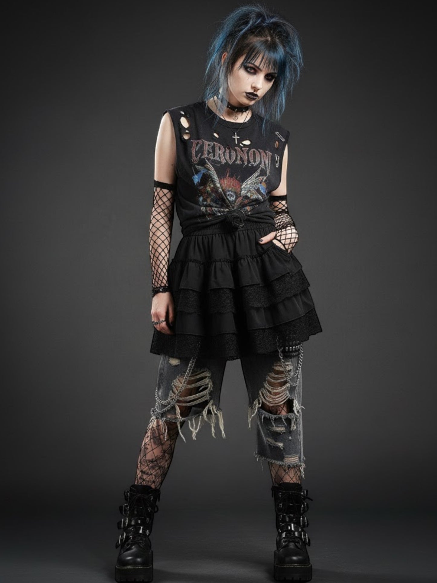 Elastic Gothic Lace Tutu Skirt