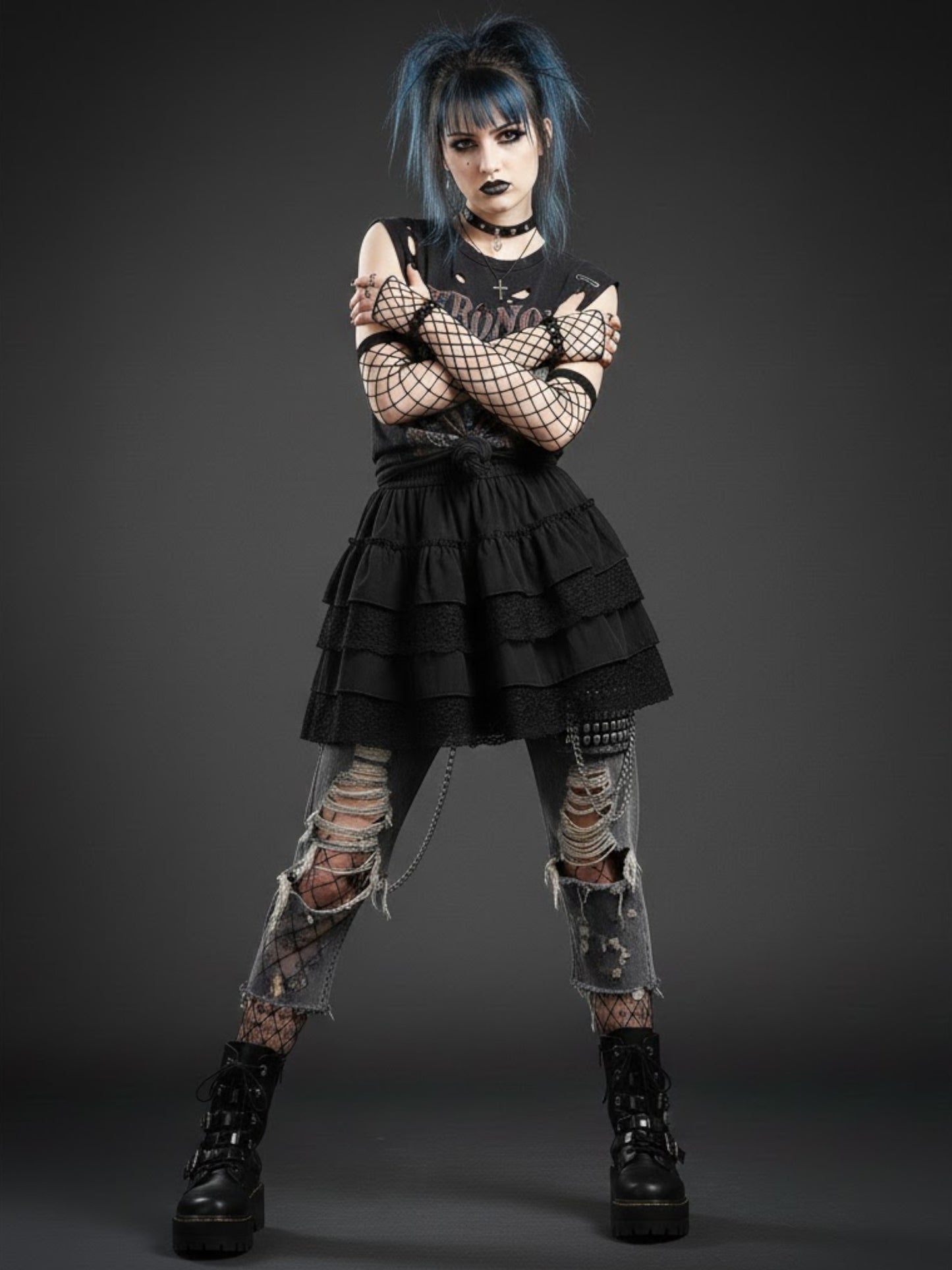 Elastic Gothic Lace Tutu Skirt