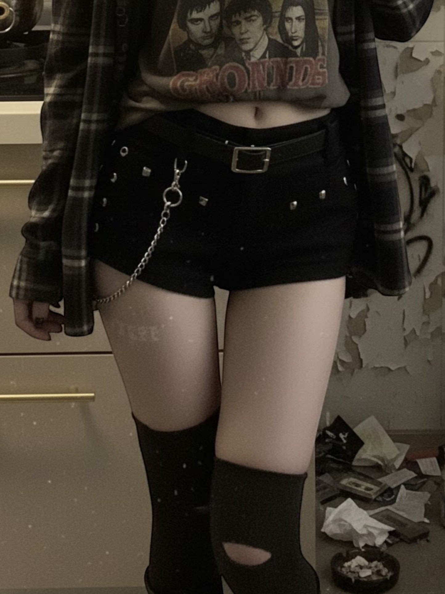 Y2K Low Waist Gothic Denim Mini Shorts