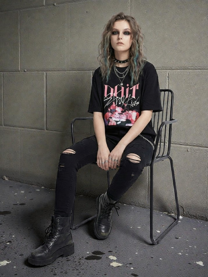 Oversized Anime Letter Tee