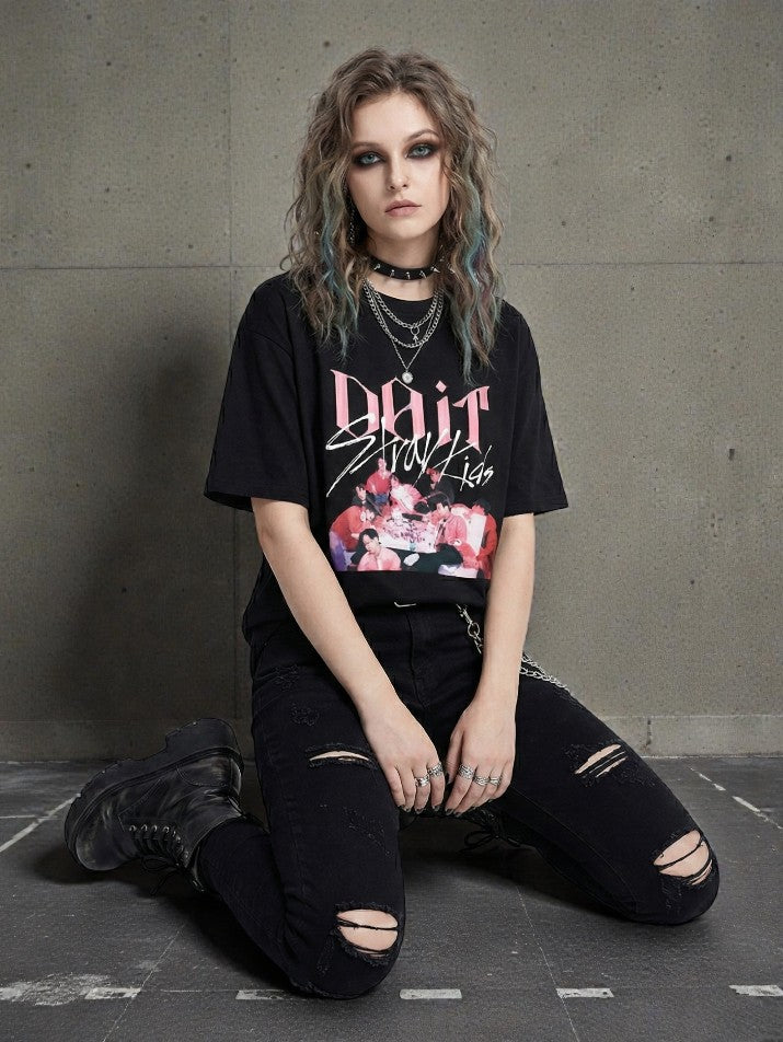 Oversized Anime Letter Tee