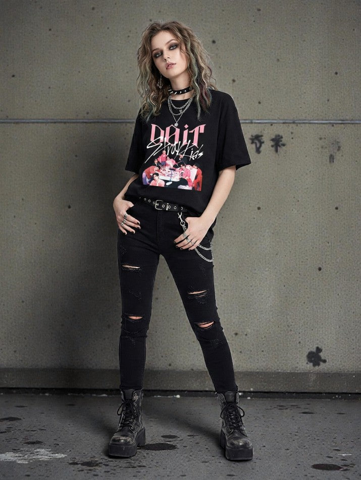 Oversized Anime Letter Tee