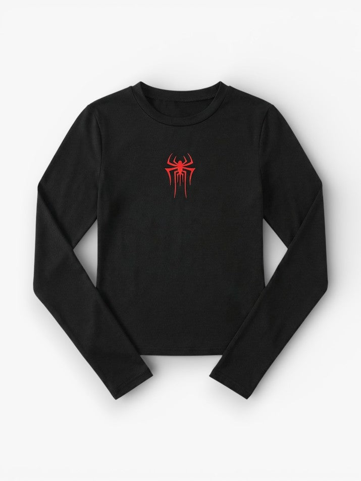 Spider Print Crop Tee