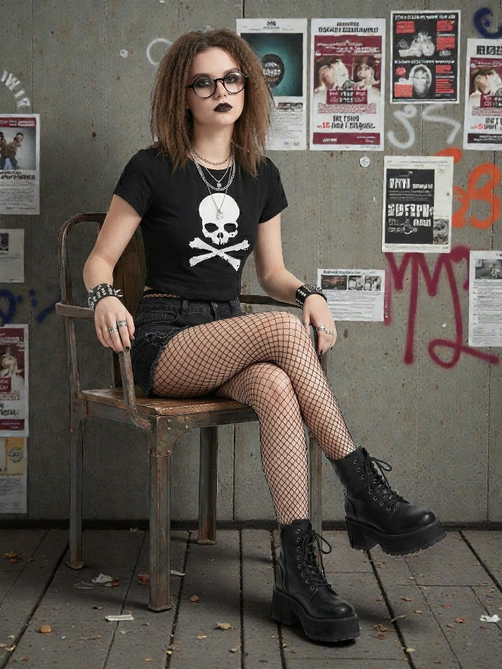Skull Graphic Crop Tee