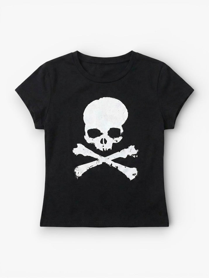 Skull Graphic Crop Tee