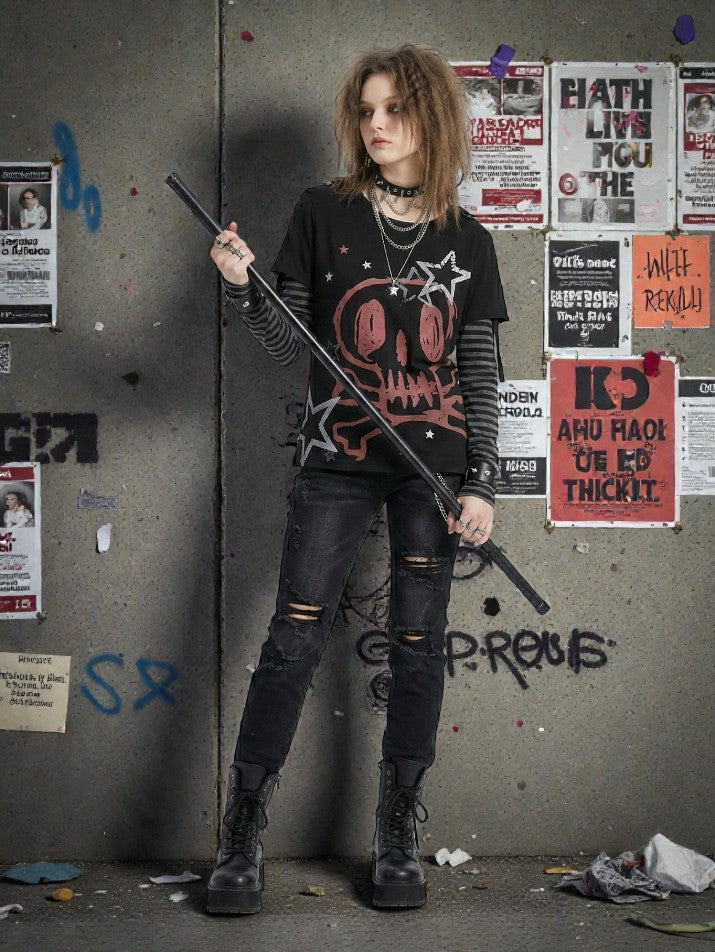 Skull Graphic Long Sleeve Tee