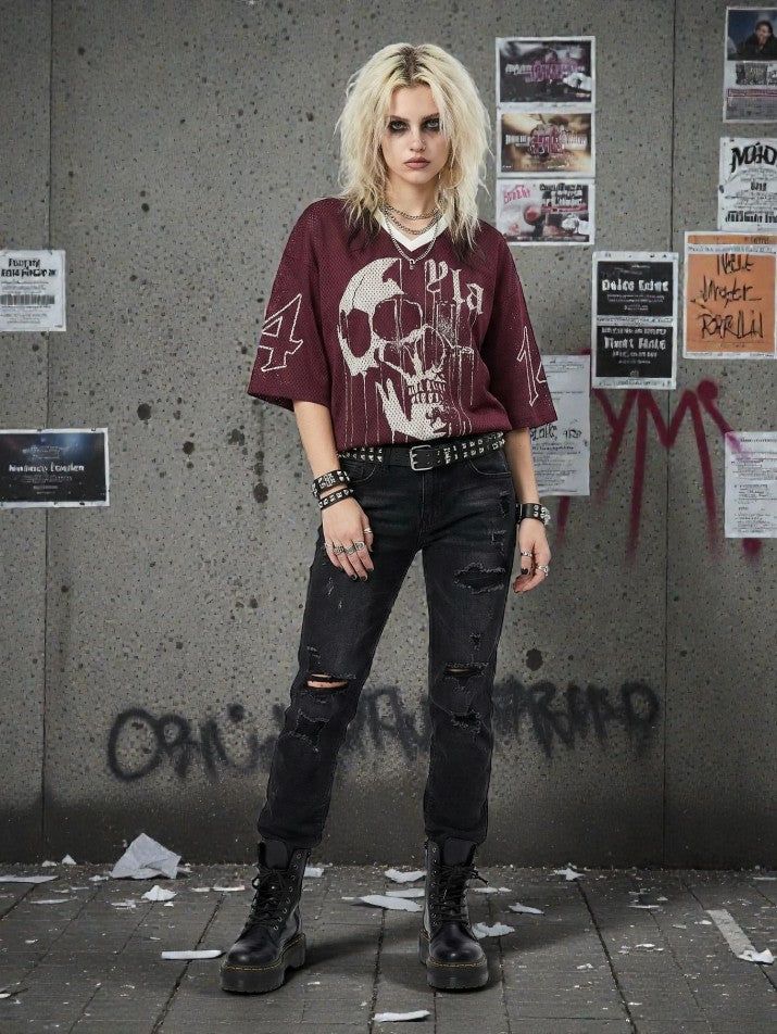 Oversized Mesh Print Tee