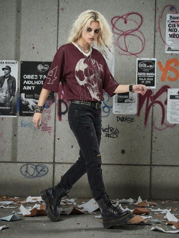 Oversized Mesh Print Tee