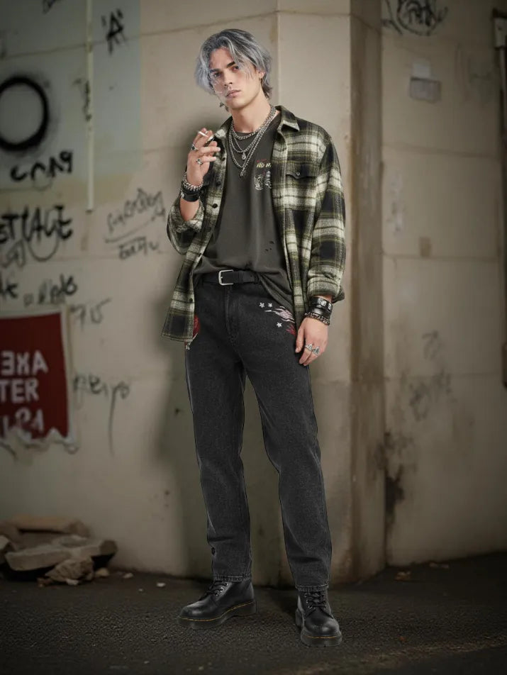 Dragon Embroidered Jeans