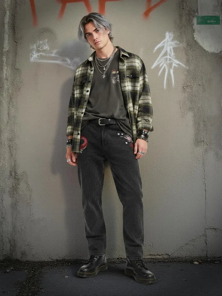 Dragon Embroidered Jeans