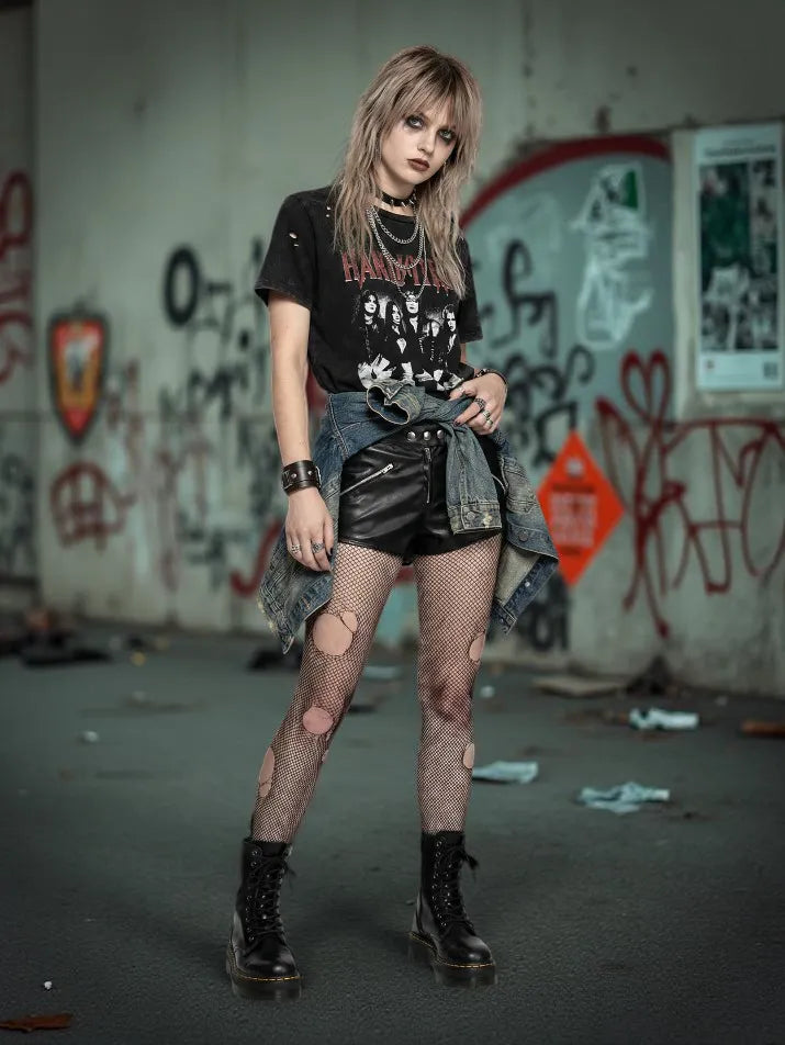 PU Zipper Patchwork Shorts