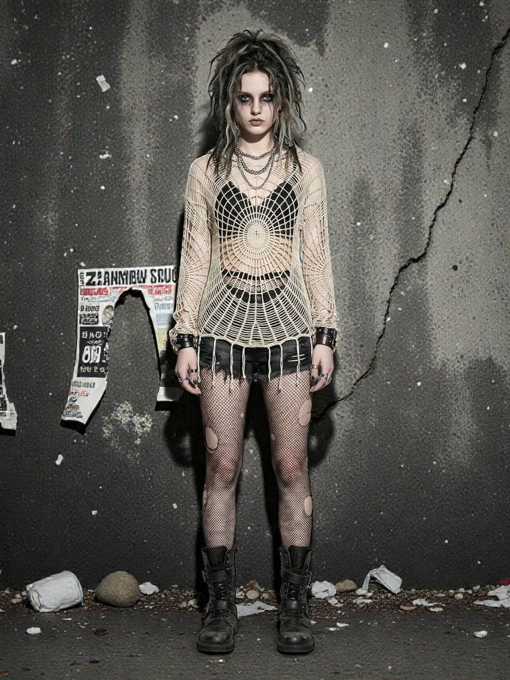 Spider Web Hollow Knit Grunge Sweater