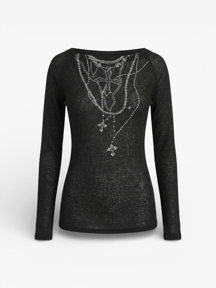 Tattoo Ribbed Knit Top