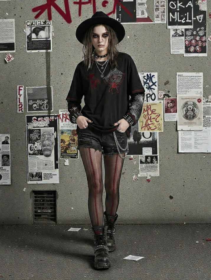 Gothic Spider Hooded  Tee