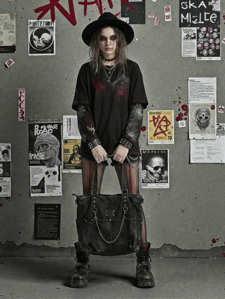 Gothic Spider Hooded  Tee
