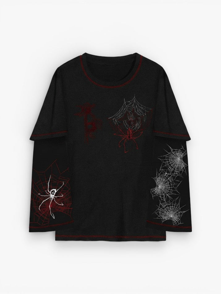 Gothic Spider Hooded  Tee