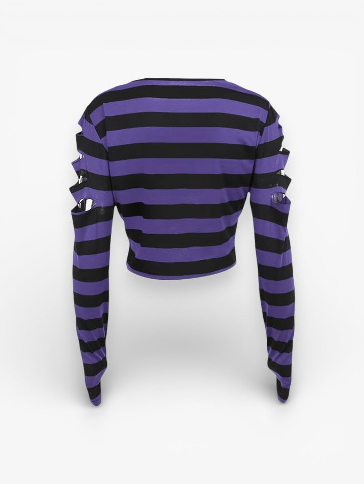Ripped Striped Crop Top