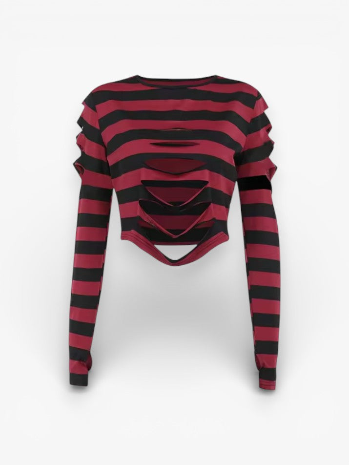 Ripped Striped Crop Top
