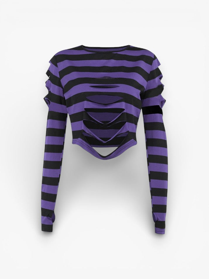 Ripped Striped Crop Top