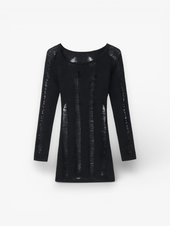 Hollow Knit Long Sleeve Top