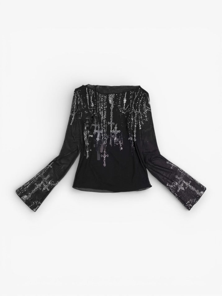 Mesh Off-Shoulder Crop Top