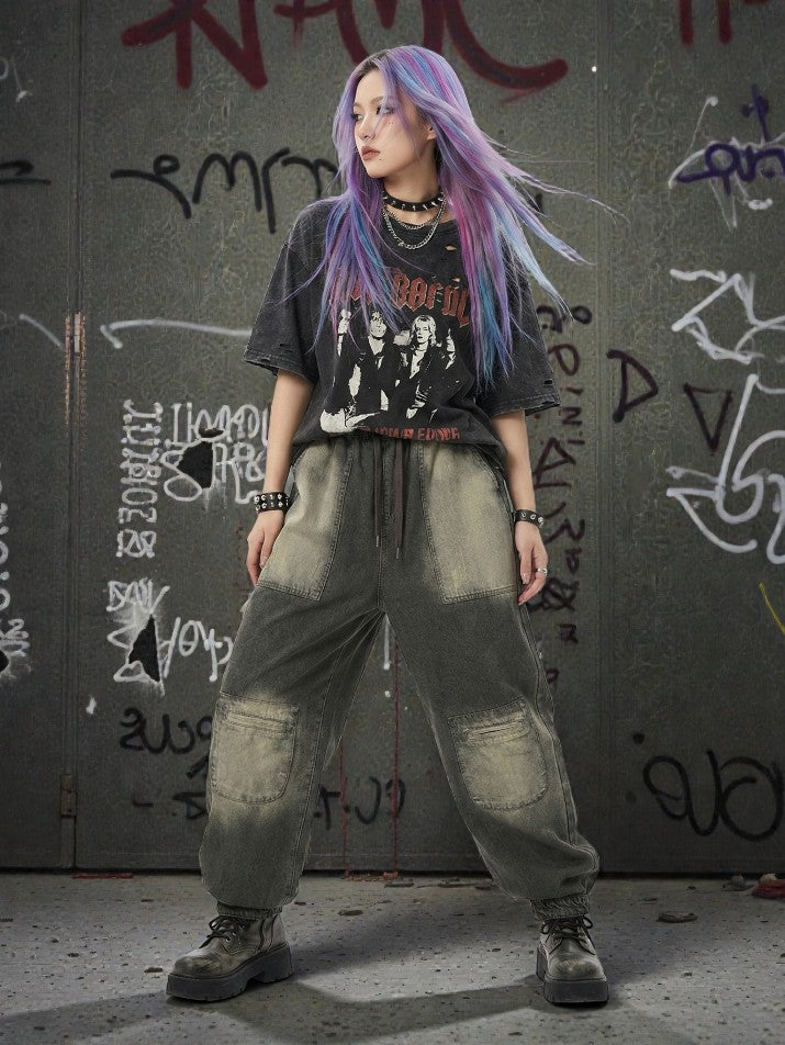 Patchwork Harem Denim Pants