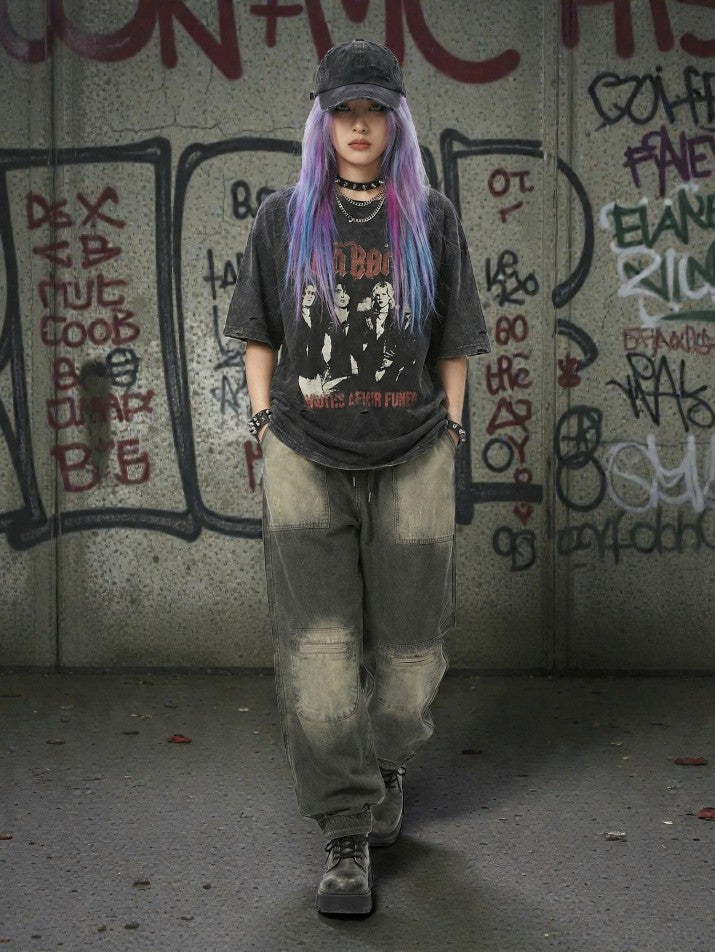 Patchwork Harem Denim Pants