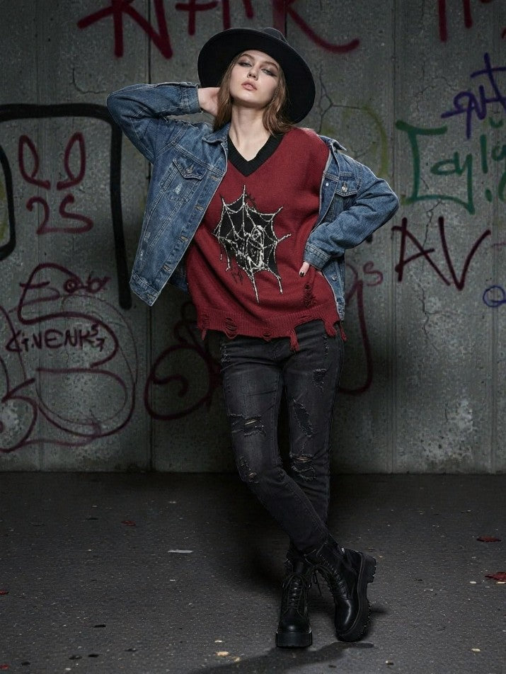 Frayed Oversize Knit Sweater